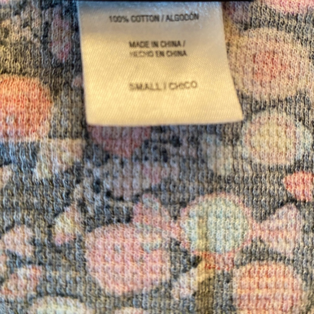 Joe Boxer Pastel Floral Dot Cotton Crewneck Sweater - Pink & Gray